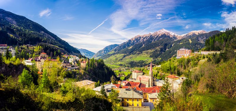 The spa town of Bad Gastein in Austria - a view over the valley